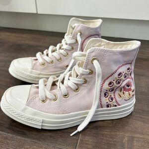 Converse Pink Embroidered High-Top Sneakers